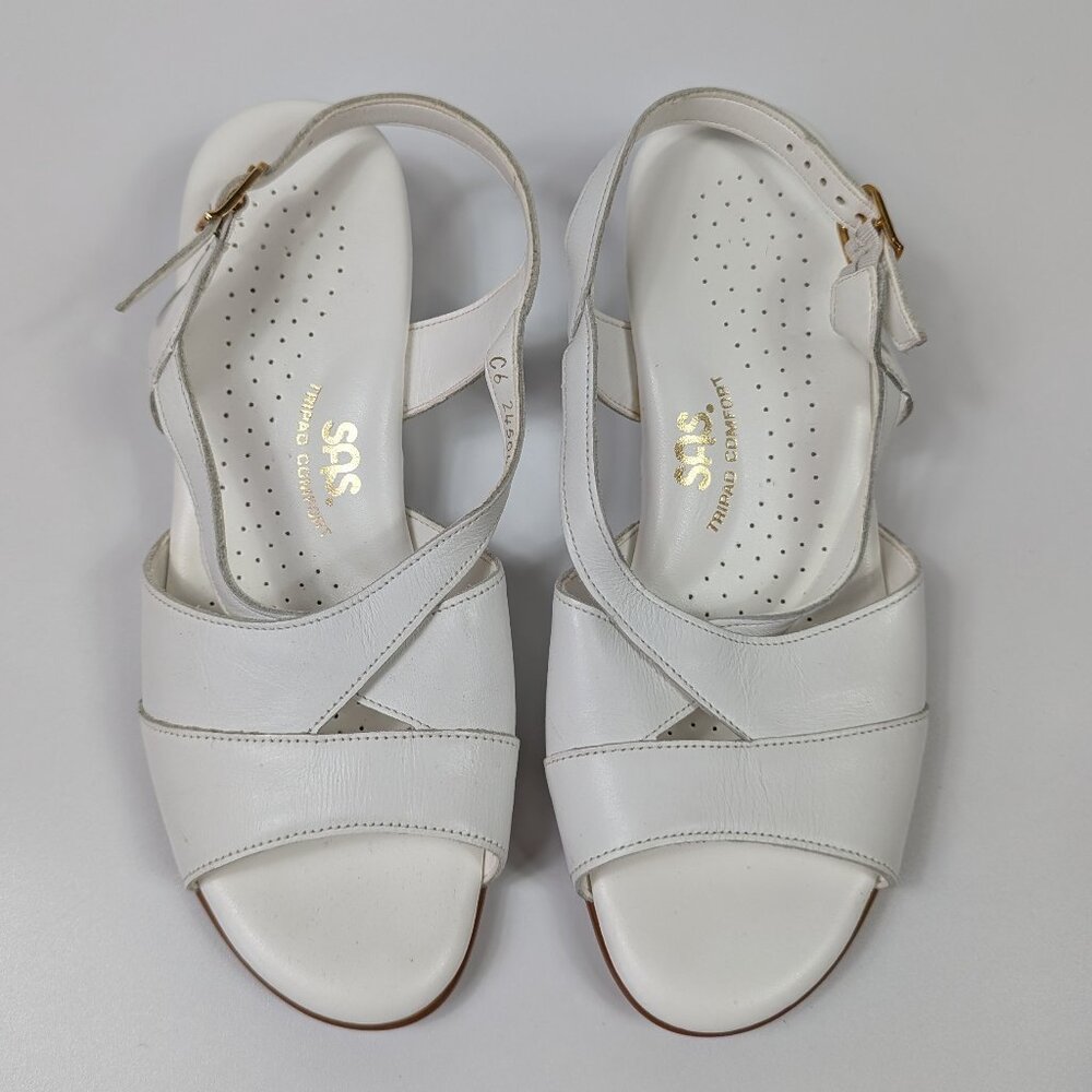 SAS Tripad Comfort White Sandals 6.5W Adjustable Back Strap